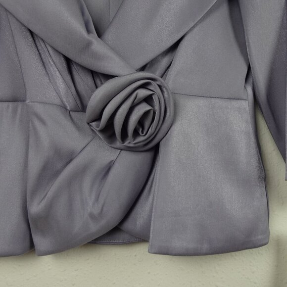 Alex Evenings Floral Trim Blouse Women's Size S Purple 3/4 Sleeve Wedding Guest - Picture 5 of 10